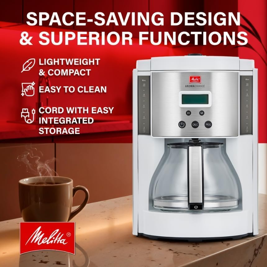 Miniatura 7 de Melitta Aroma Series Cafeteras programables de goteo (Aroma Enhance White 10 tazas) con 5 filtros de café
