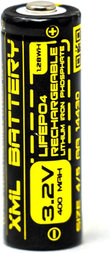 XML Battery 4/5 AA 14430 3.2v 400mAh LiFePO4 Lithium Rechargeable Battery Pack Replacement for Outdoor Solar Lights IFR 14430P (1 Pack)