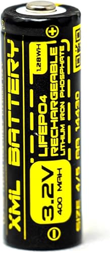 Batería recargable de litio LiFePO4 45 AA 14430 3.2v 400mAh LiFePO4 Reemplazo para luces solares al aire libre IFR 14430P (1 paquete)