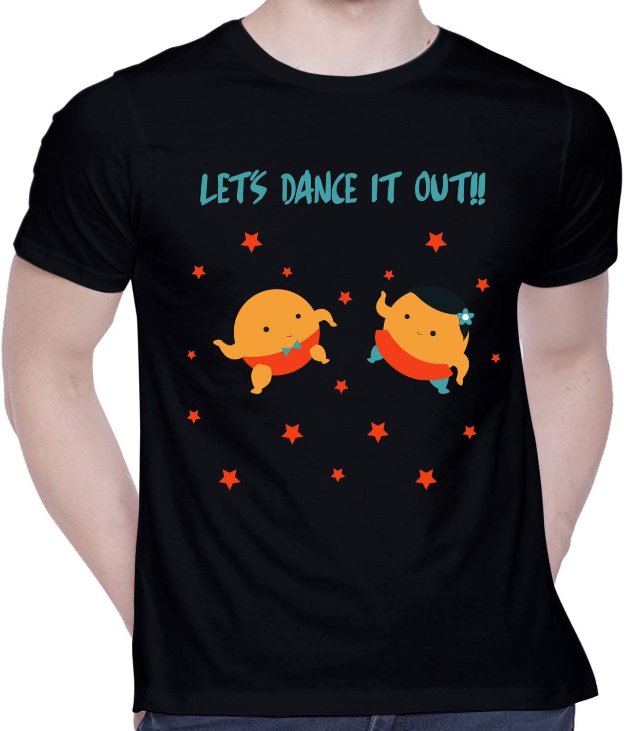 CreativiTGraphic Printed T-Shirt for Unisex Let's Dance It Out Tshirt | Casual Half Sleeve Round Neck T-Shirt | 100% Cotton | D00253-7