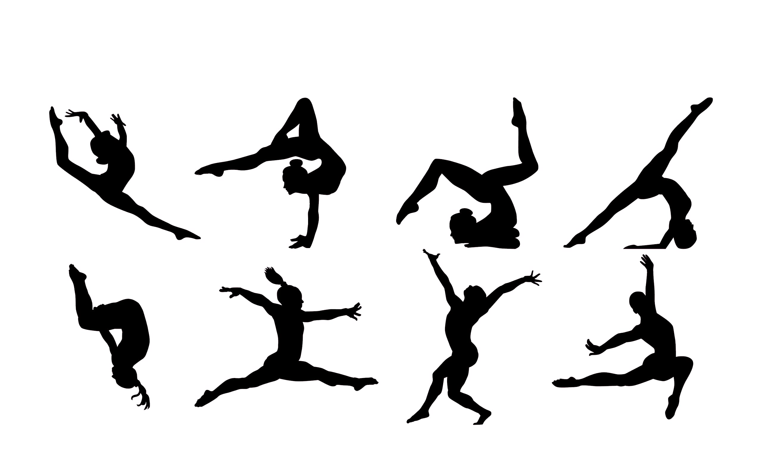 Hatcherabilia Girls Black Gymnastics Poses Sticker Pack - Cute Stickers - Gymnastics Gifts For - Water Bottle Stickers- Car Sticker - Laptop Stickers - Stickers For Party Bags (, 28Cm X 14Cm Sheet)
