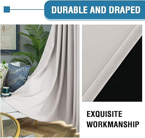 Miniatura 6 de H.VERSAILTEX - Cortinas con 100% de opacidad para dormitorios, salas de estar, con aislamiento completo de luz y calor, con forro negro, set de 2