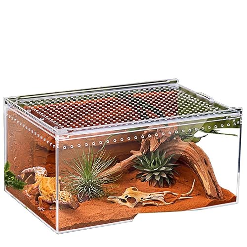 Image of Terrarium Kit, Large Reptile Feeding Box 40 * 25 * 20cm, Transparent Acrylic Insect Enclosure With Vents Anti-Escape Design, for Pet Snakes Lizard Horned Frog Beetles