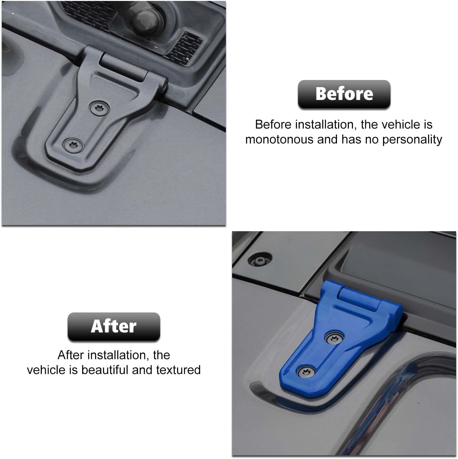 RT-TCZ Hood Hinge Cover Exterior Decoration Kits Accessories for Jeep Wrangler JL JLU and Gladiator JT 2018-2023,Blue