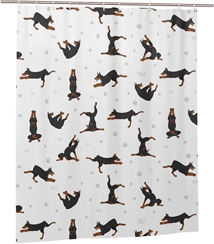 Miniatura 10 de Cortina de ducha de plástico con estampado de patas de perro, 60 x 72 pulgadas, cortinas de ducha extra largas para baño, juego de cortinas de baño