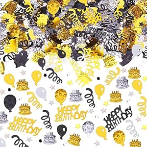 Belugsin Confetti Geburtstag Konfetti Tischdeko Konfetti Tischkonfetti Pailletten Geburtstag Schwarzes Gold und Silber…