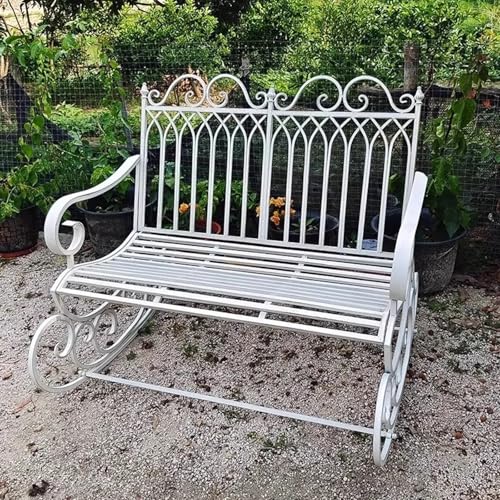 Mecedora de hierro forjado para exteriores, elegante banco de patio para decoración de jardín, cómodo mueble de ocio para relajarse y entretenerse