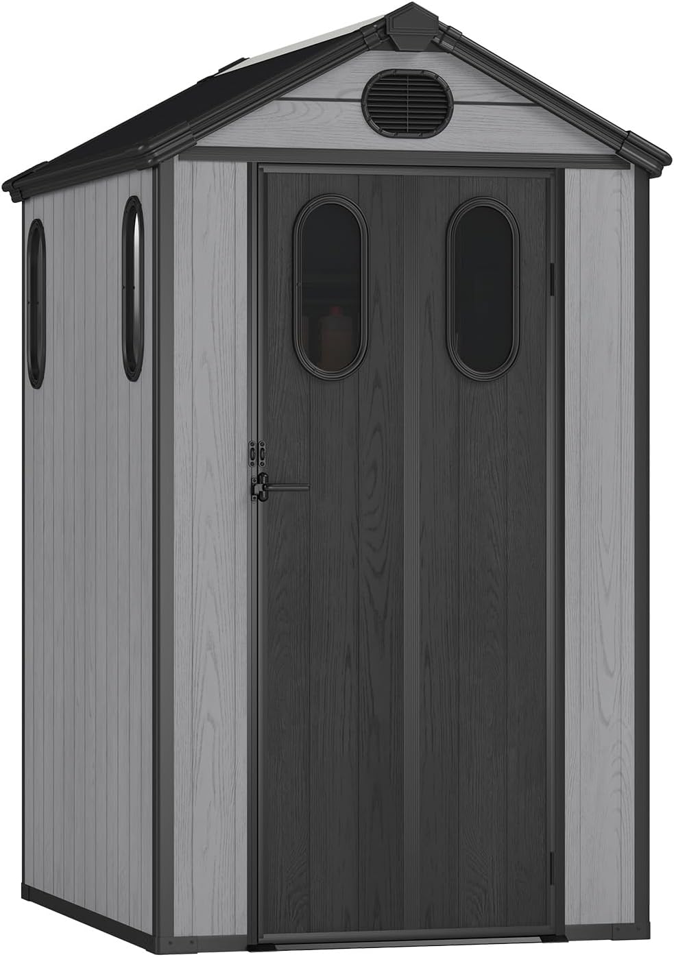 COWVIE 4.2 x 5.2 FT Outdoor Resin Storage Shed, Heavy-Duty Plastic Shed with Reinforced Floor, Windows & Mesh Vents, Lockable Door, Garden Shed for Backyard, Patio Storage