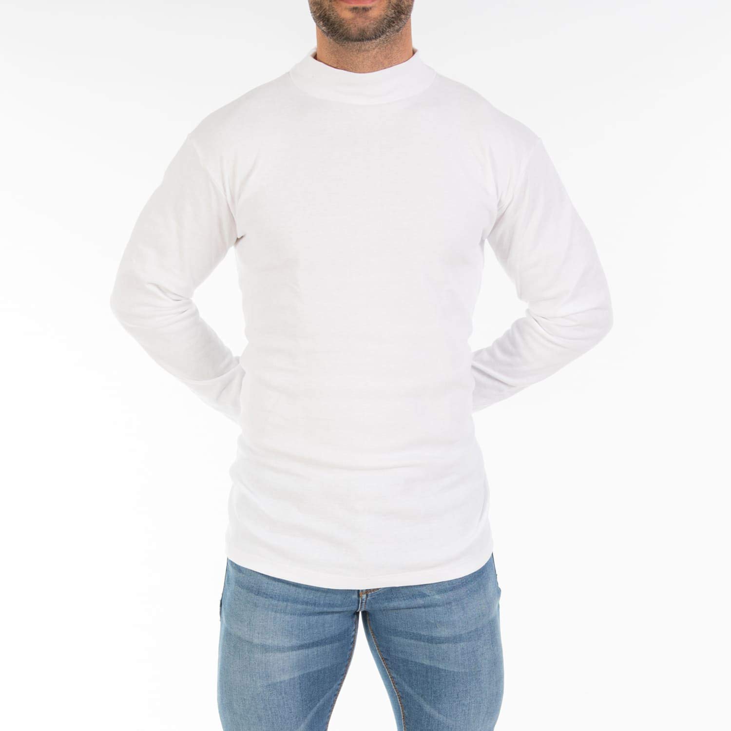 Confezione da 2 magliette intime L566 a maniche lunghe e mezze colletto, con interno caldo felpato. Grigio Blu navy XL