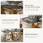 POVISON Modern Dining Table, 71'' Sintered Stone Black Dining Room Table for 6, Rectangular Pedestal Dining Table with Bronze Carbon Steel Base for Kitchen & Dining