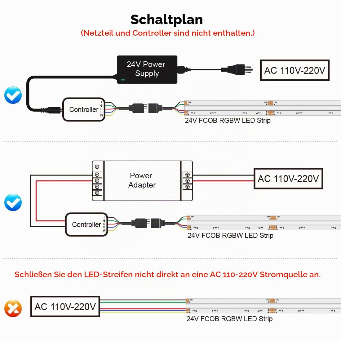 FCOB COB RGBW LED Streifen Flexibel Hohe Dicht RGBWW 2700K 5M 896LEDs/m 24V