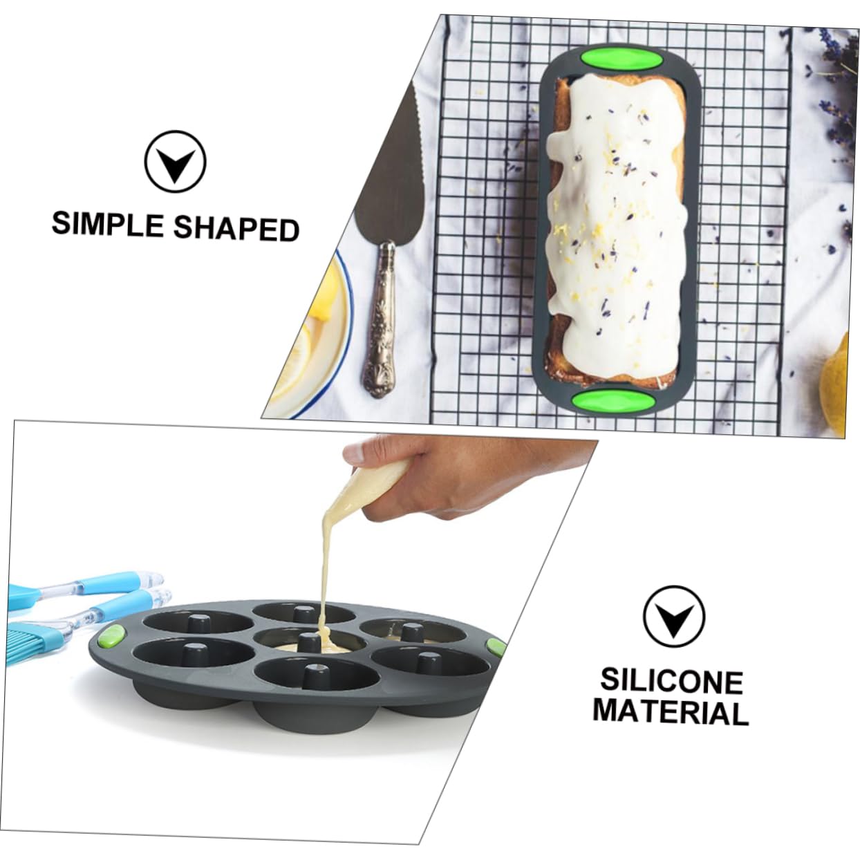 MAGICLULU Ensemble de 5 Moules à Gâteau en Silicone Réutilisables et Faciles à Nettoyer, Moules à Pâtisserie DIY Cuisine Cuisson