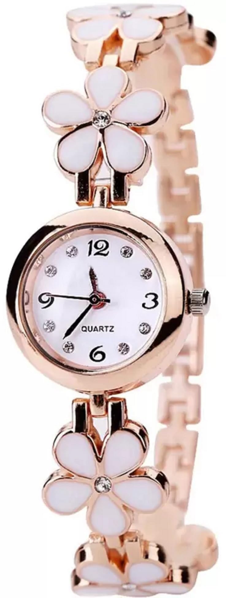 Viser Double Flower Round Dail Flower Chain Analog Watch for Girls and Women Pack of 1 (White) (B0CQWR5W4P) Amazon Price History, Amazon Price Tracker
