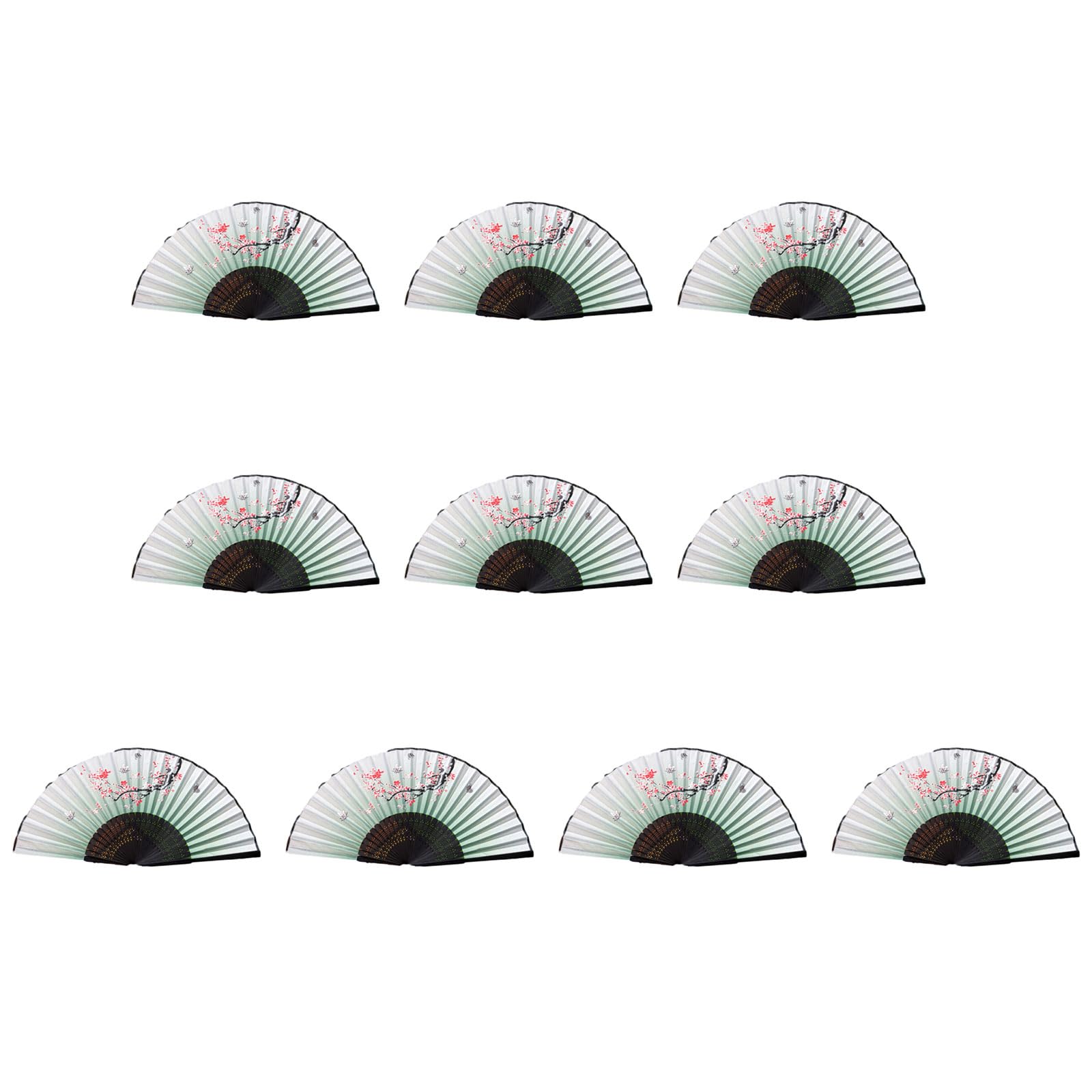 Xinsheinelry Of 10 Bamboo Folding Fans Traditional Chinese Handheld Fan with Elegant Carvings for Cooling and Decoration Bamboo Folding Fan