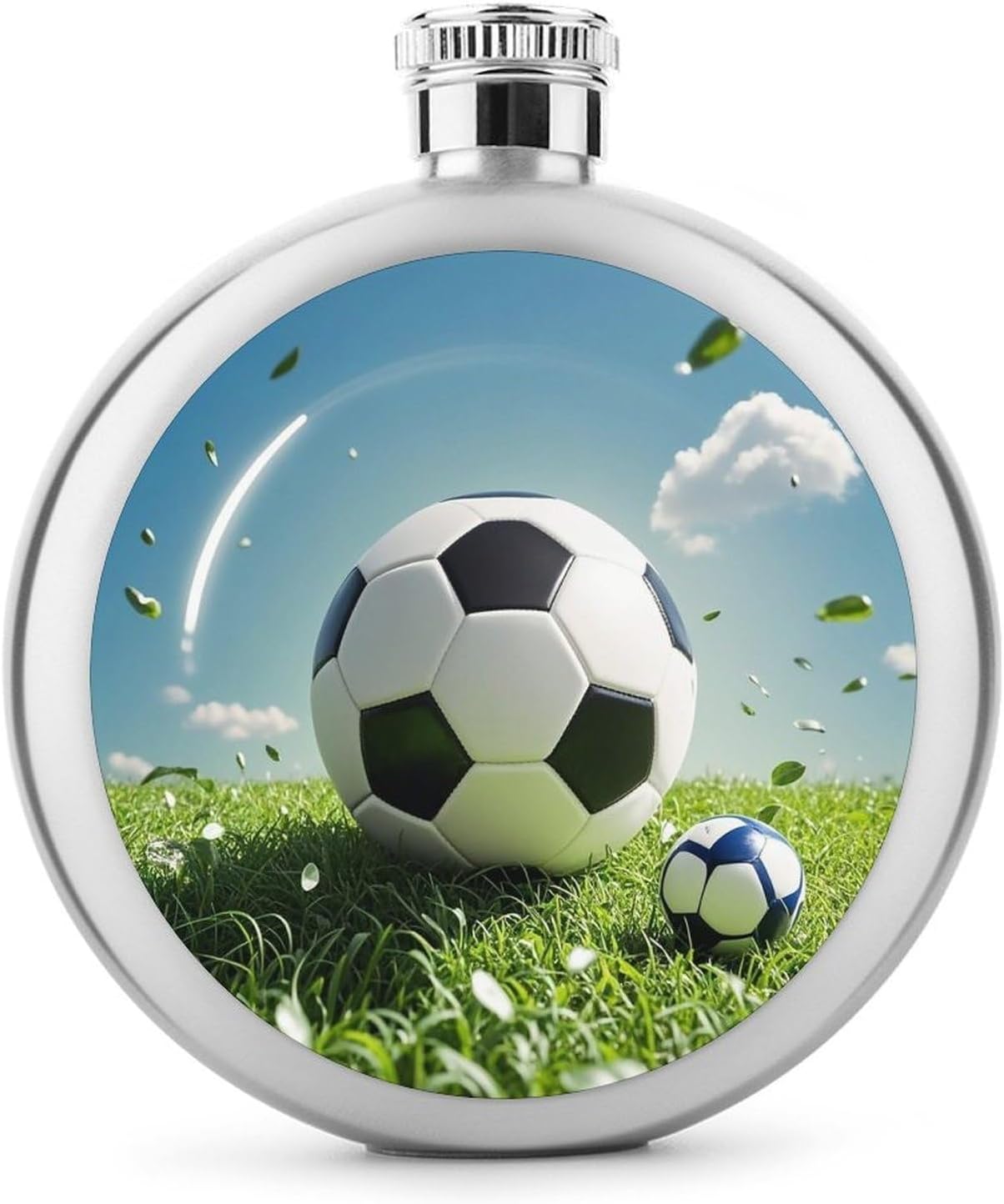 Cool Soccer Ball Stainless Steel Flagon to 5 Oz with Screw Cap,Hip Flask for Men–Whiskey & Liquor Pocket Flask,Alcohol Flagon for Camping Drink Sports Outdoor Wine Bottle