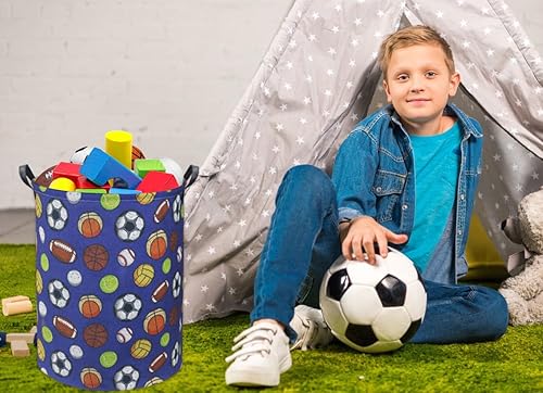 Miniatura 2 de HIYAGON Cesta de ropa sucia de fútbol para niños, cesta de guardería para habitación de niños, decoración de sala de fútbol, lindo organizador de