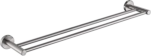 Toallero doble moderno de alta calidad con base redonda (24 pulgadas), acabado cepillado, hecho de acero inoxidable, resistente al agua y al óxido,