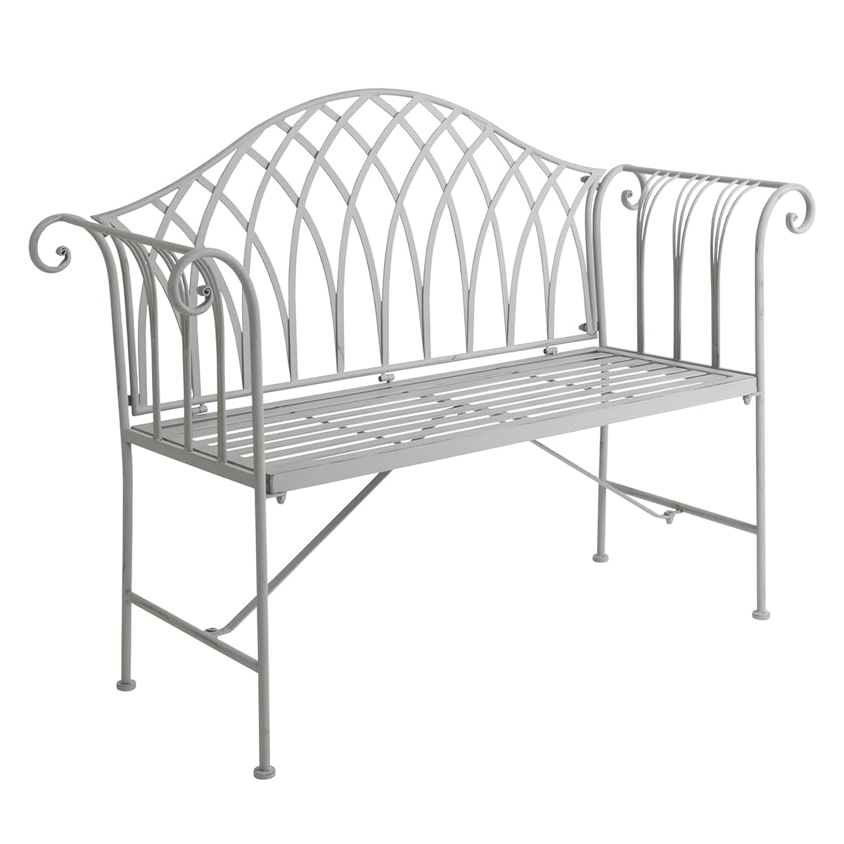 CHARLES BENTLEY Banc extérieur 2 Places Fer forgé Gris, Design Rustique, accoudoirs courbés, Style élégant, résistant à la Rouille, mobilier terrasse Jardin (128x44x93cm)