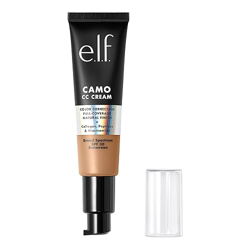 e.l.f. Camo CC Cream, base correctora de color de cobertura media a completa con SPF 30, mediano 355 W, 1.05 onzas (1.06oz)