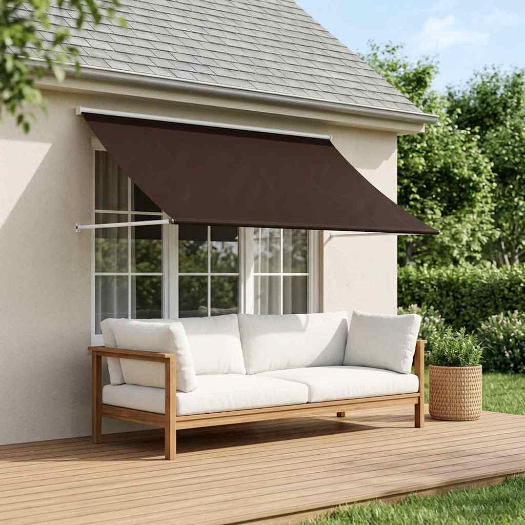 Toldo Marrón 100 x 150 cm | Altura y ángulo ajustables, poliéster 180 g/m² con revestimiento de PU, marco de acero, impermeable, para terraza y balcón
