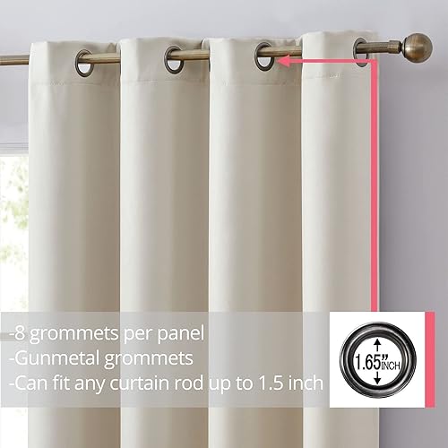 Miniatura 10 de HLC.ME Laurance - Cortinas opacas azules de 84 pulgadas de largo, privacidad total y aislamiento térmico totalmente sombreado, cortinas con ojales