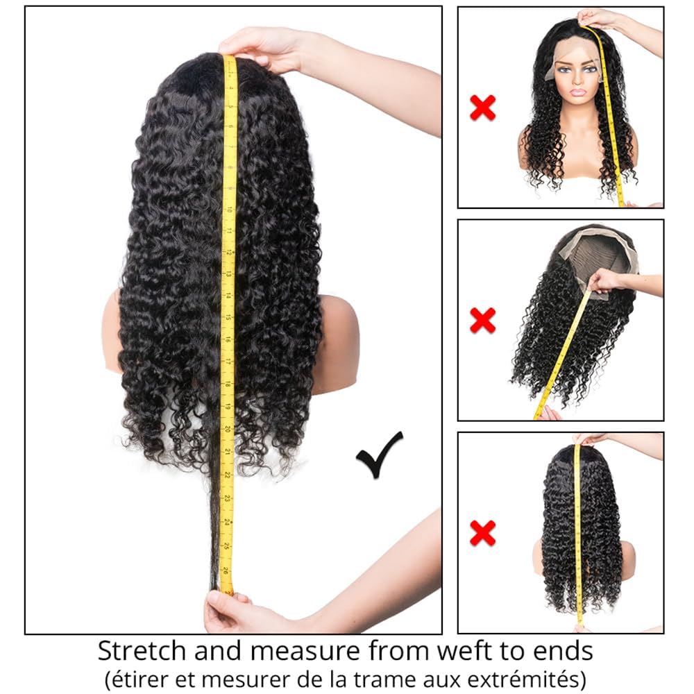 Water Wave 13x6 Lace Front Wigs Human Hair HD Transparent Lace Frontal Wigs Human Hair Pre Plucked 200% Density Water Wave Wig for Black Women Natural Color (26 Inch)