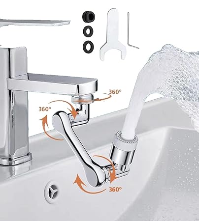 SLDHFE universal rotating faucet extender, 1080 big angle degree swivel kitchen sink faucets aerator, splash filter rotatable Robotic Arm 2 in 1 faucet attachment dual mode