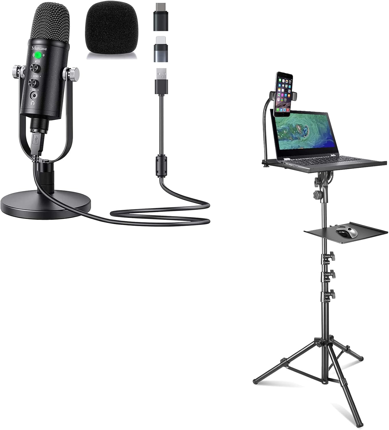 Amazon.com: Mercase USB Microphone and Stand for Laptop and Projector ...
