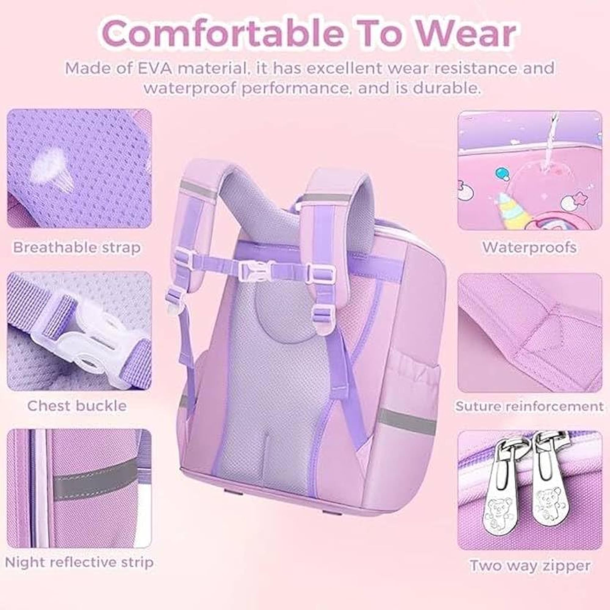Water-Resistant Unicorn Backpack for Kids