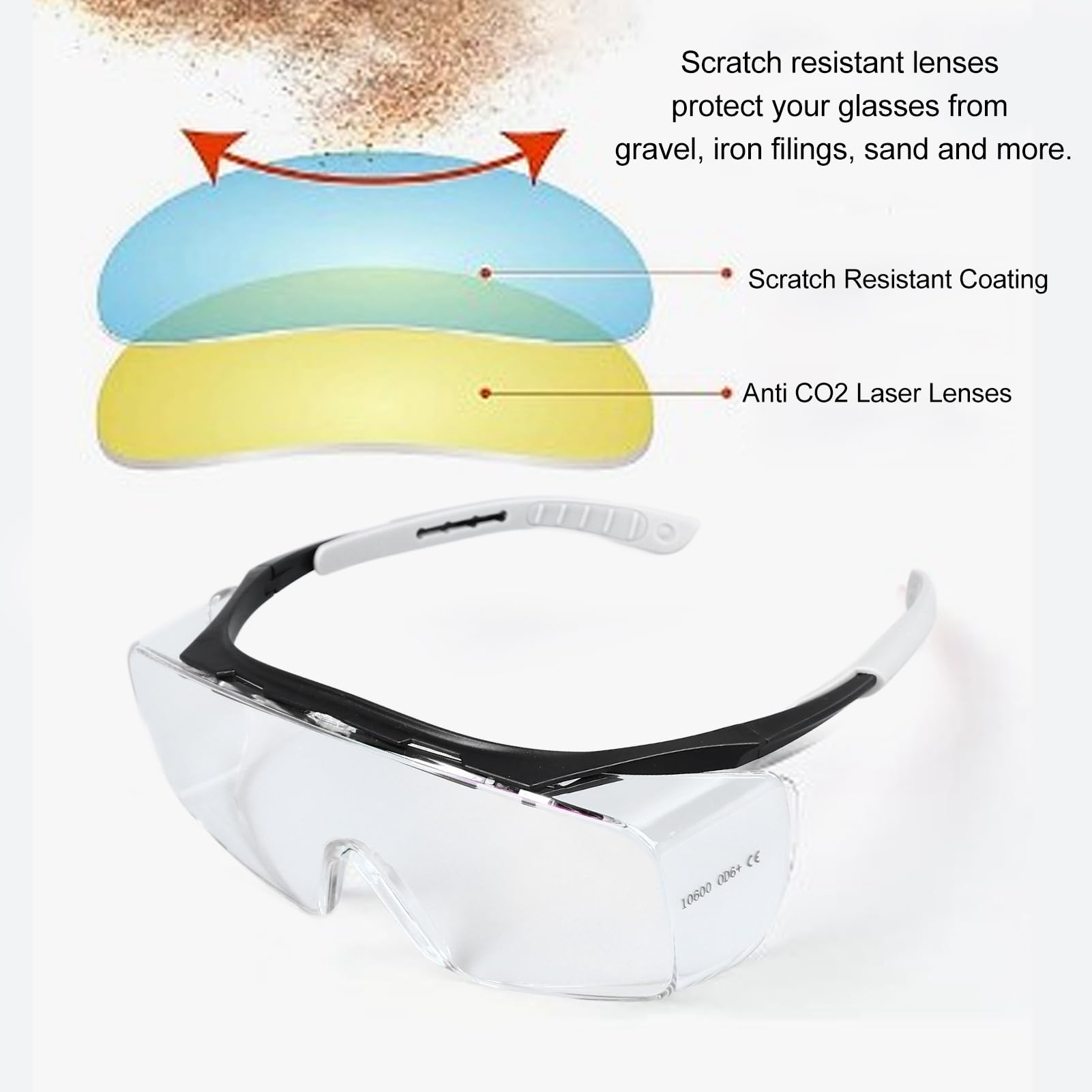 Gafas de Seguridad para Láser CO2, Gafas de Protección Ocular Reflectantes Profesionales de 10600Nm para Cortador de Grabado de CO2