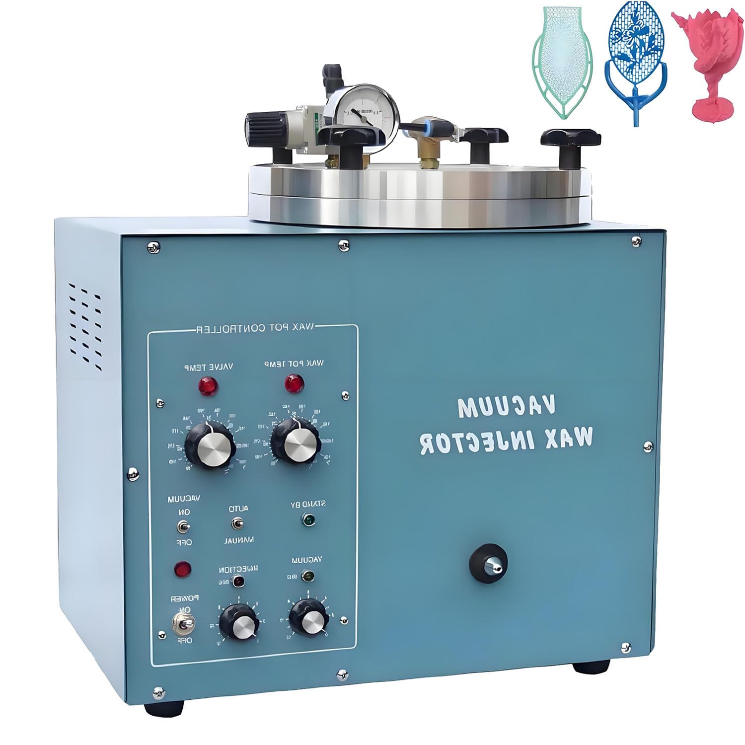 AiODiO Vacuum Wax Casting Machine for Jewelry Making, 3kg Large Capacity Auto Mold Forming Wax Injection, 55-85℃ Adjustable for Silver Gold Beading