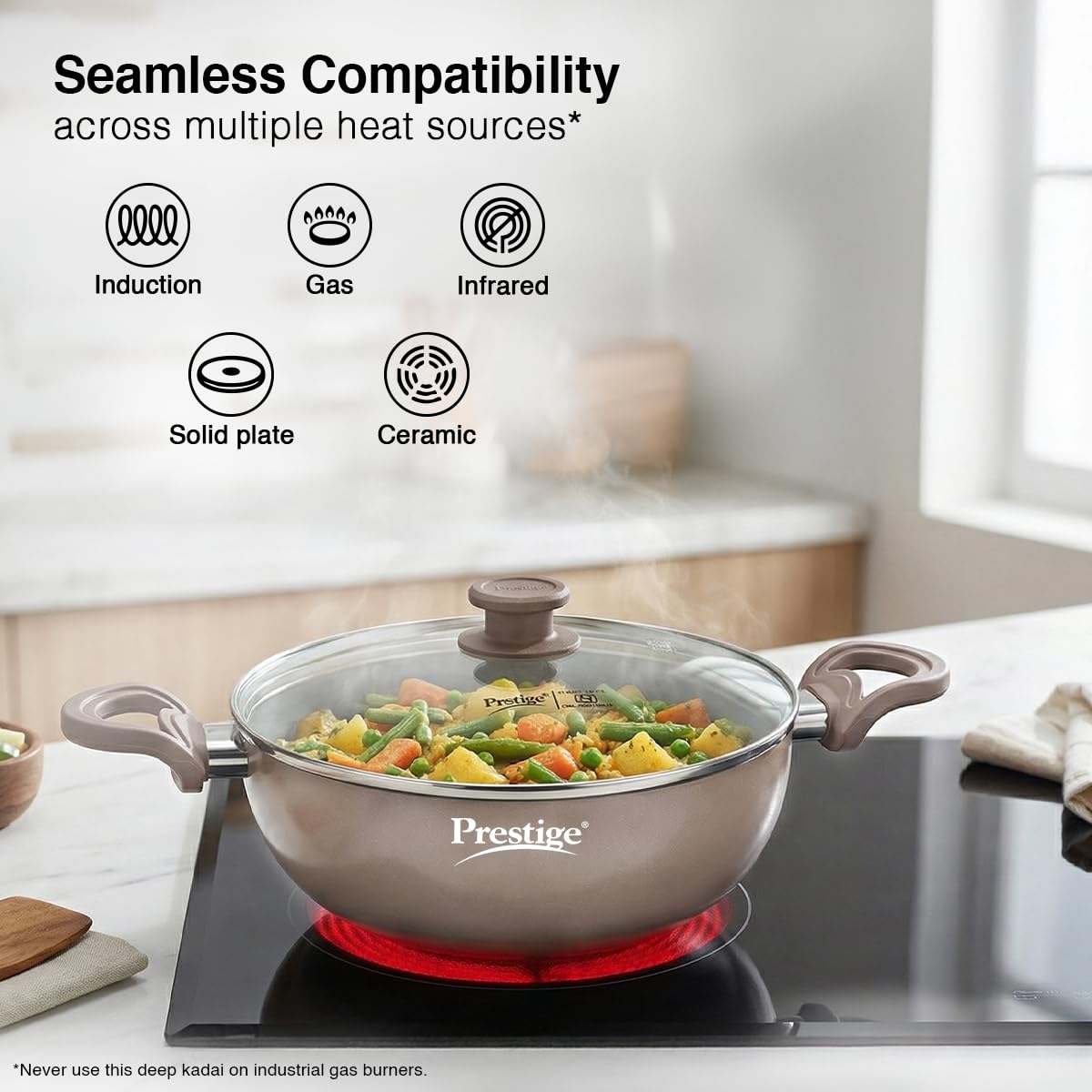 Prestige Ceraglide Kadai - Non-Stick, Gas & Induction -5 Prestige Ceraglide Kadai - Non-Stick, Gas & Induction -5