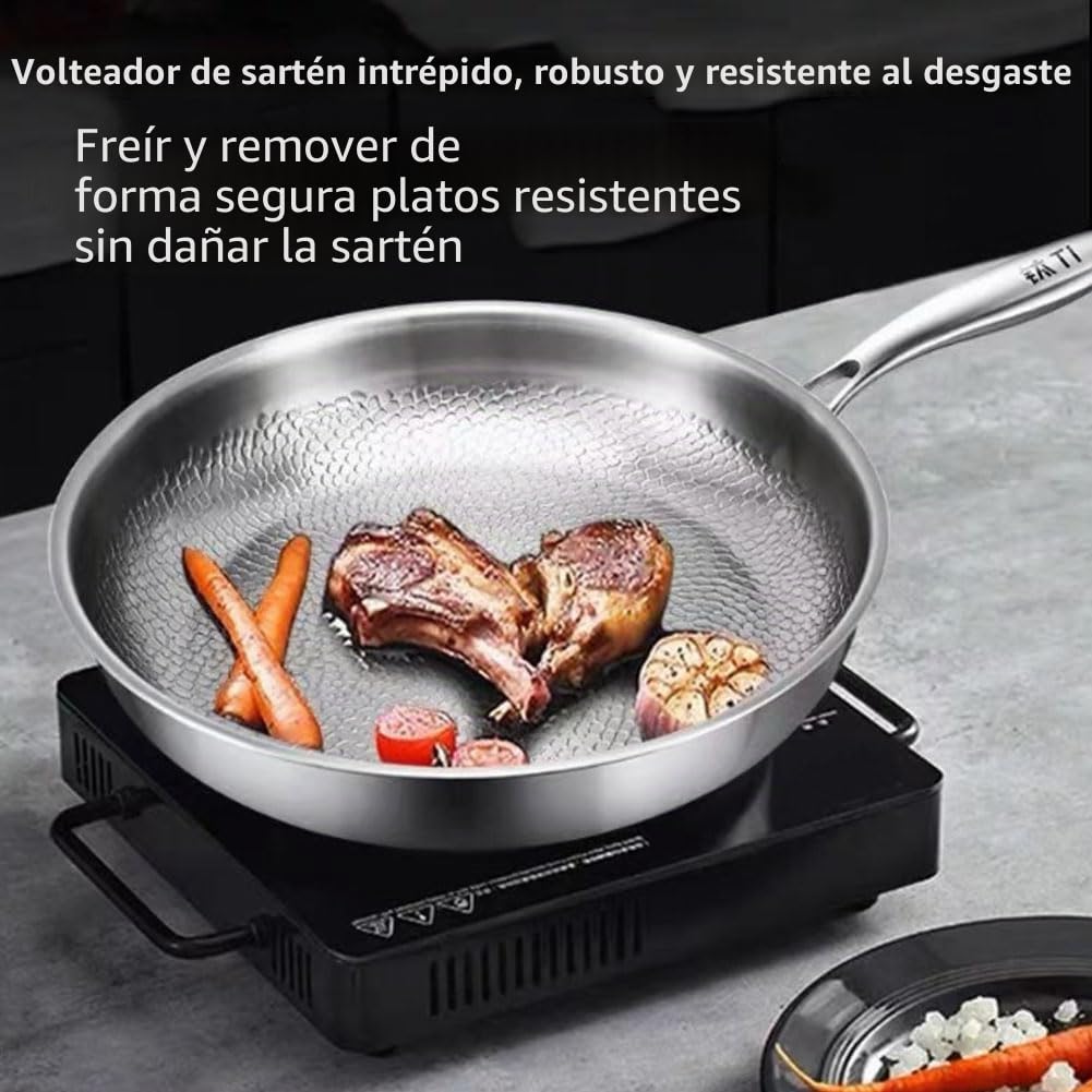Mireve sarten titanio, sartén de titanio puro antiadherente mireve, sarten mireve, hammered titanium nonstick frying pan, sartén de titanio sin revestimiento con tapa (Sin Tapa, 32cm)