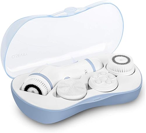 CLSEVXY - Juego de cepillos giratorios de limpieza facial impermeable con 4 cabezales de cepillo intercambiables cepillo limpiador facial eléctrico
