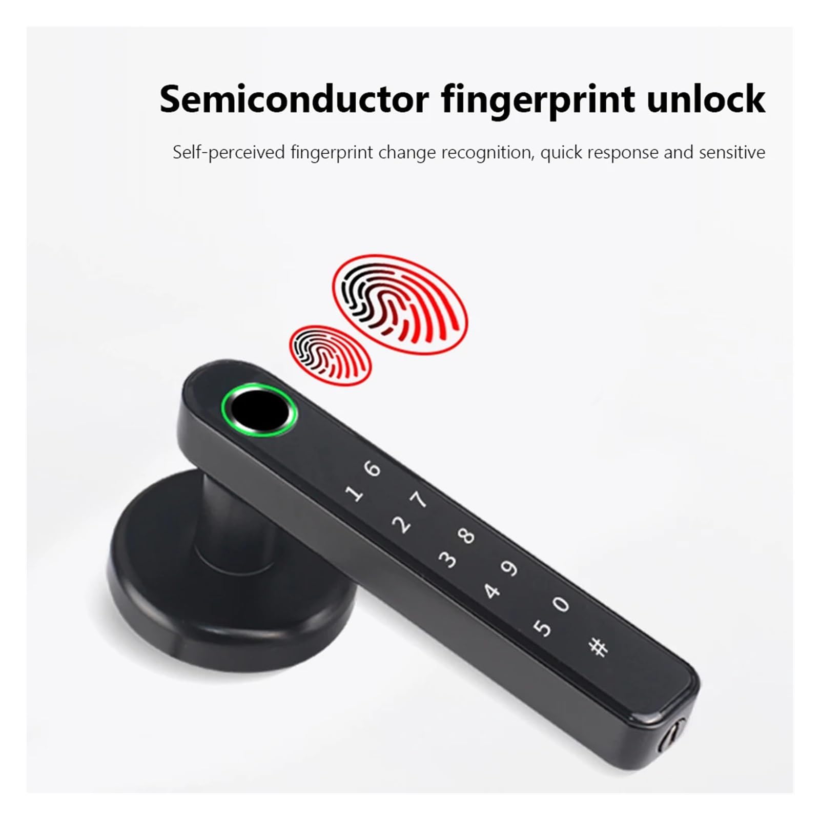 Serratura Smart, Serratura For Porta Con Impronta Digitale Compatibile Serratura Con Manopole For Porta Di Ricarica USB Con 2 Chiavi Serratura Con Maniglia Di Sicurezza For Impronte Digitali For Camer