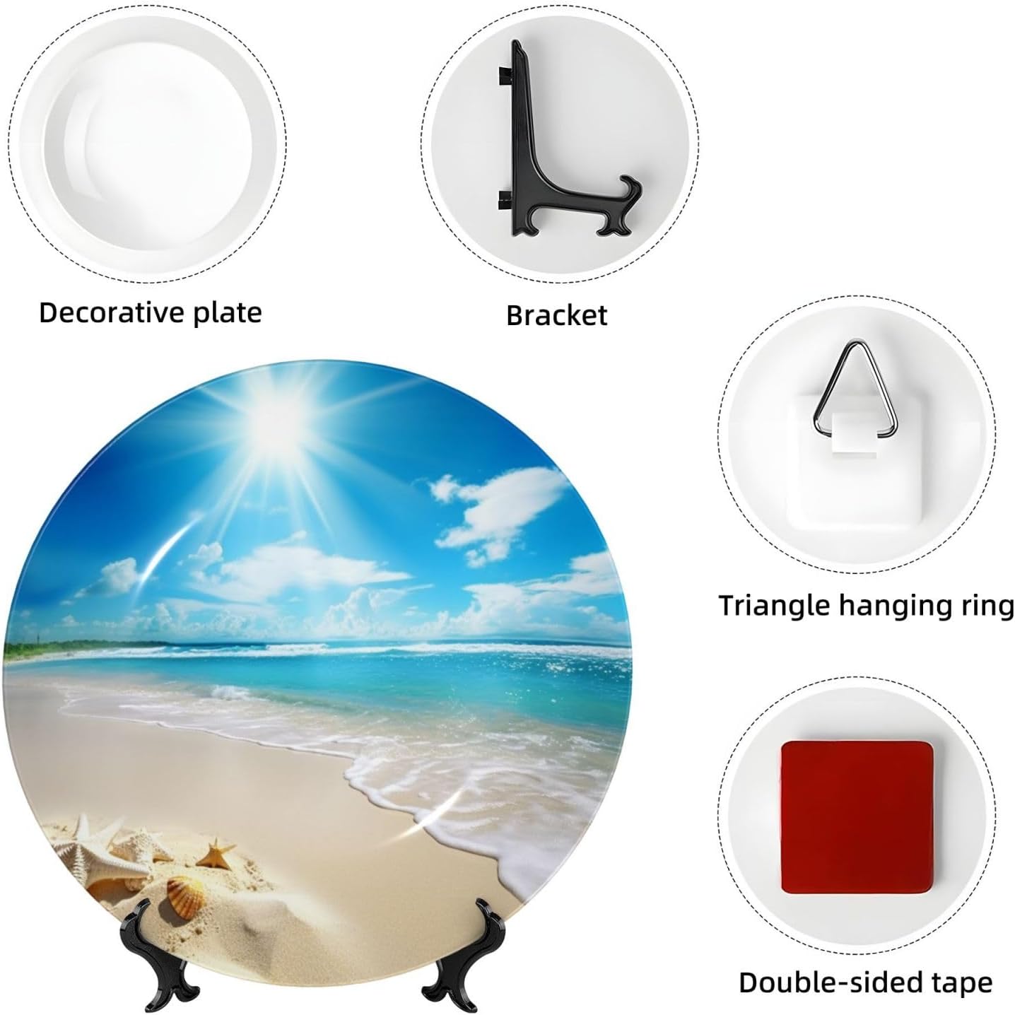 Bone China Decorative Plates with Display Stand Ceramic Hanging Plate 6in image 4