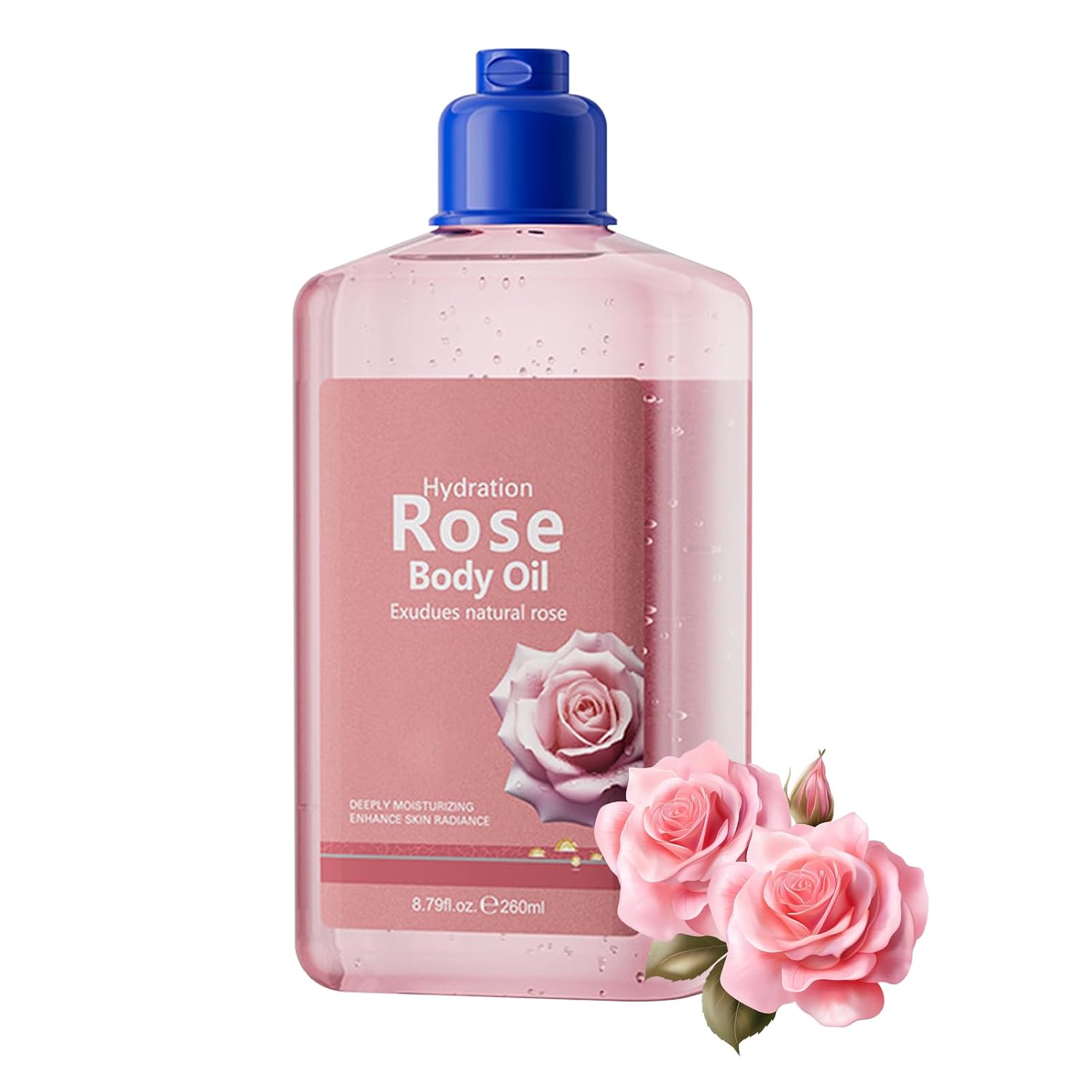 Coconut Body Oil for Moisturizing & Hydrating, Fast-Absorbing & Non-Greasy Body Oil With Vitamin E, Skin Moisturizer for Women and men, Bath, Body and Shower, 8.79 fl oz (Rose, 8.79 fl.oz)