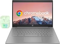 HP Chromebook 14 Laptop: Intel Celeron N4120, 4GB RAM, 64GB eMMC, HD Webcam, Long Battery, Chrome OS + PLUSERA Earphones