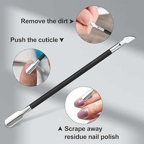 Miniatura 5 de Cortador de cutículas con empujador de cutículas, cortador de acero inoxidable, removedor profesional de cutículas, herramientas de uñas de calidad