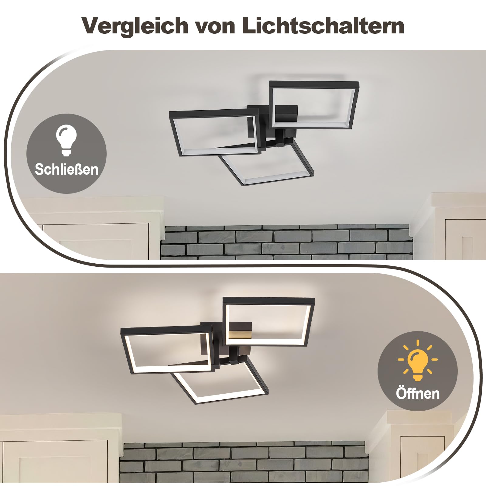 Qamra Moderne LED Deckenleuchte, 60 cm Quadratische Deckenlampe