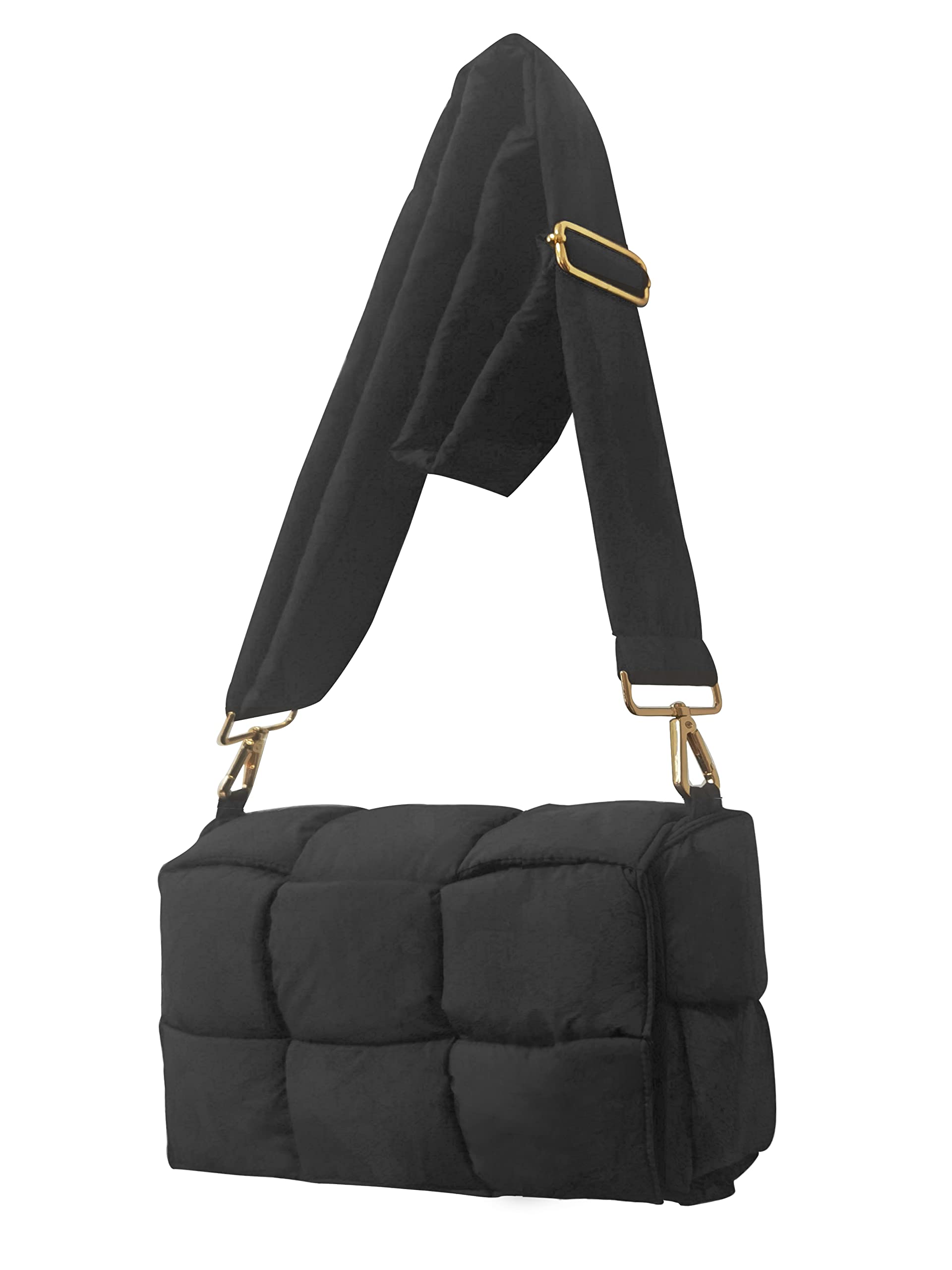 Shoulder Bag Lightweight Puffer Tote Crossbody Bag Handwoven for Women | waterproof nylon, durable, soft padded texture, versatile for travel, work, weekend, everyday, adjustable strap