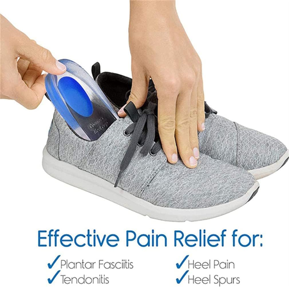 医療用ジェルヒールパッド、かかとの痛み緩和クッション衝撃吸収サポート、シリコンヒールカップ、足底筋膜炎用靴インサート、B、S 3ペア