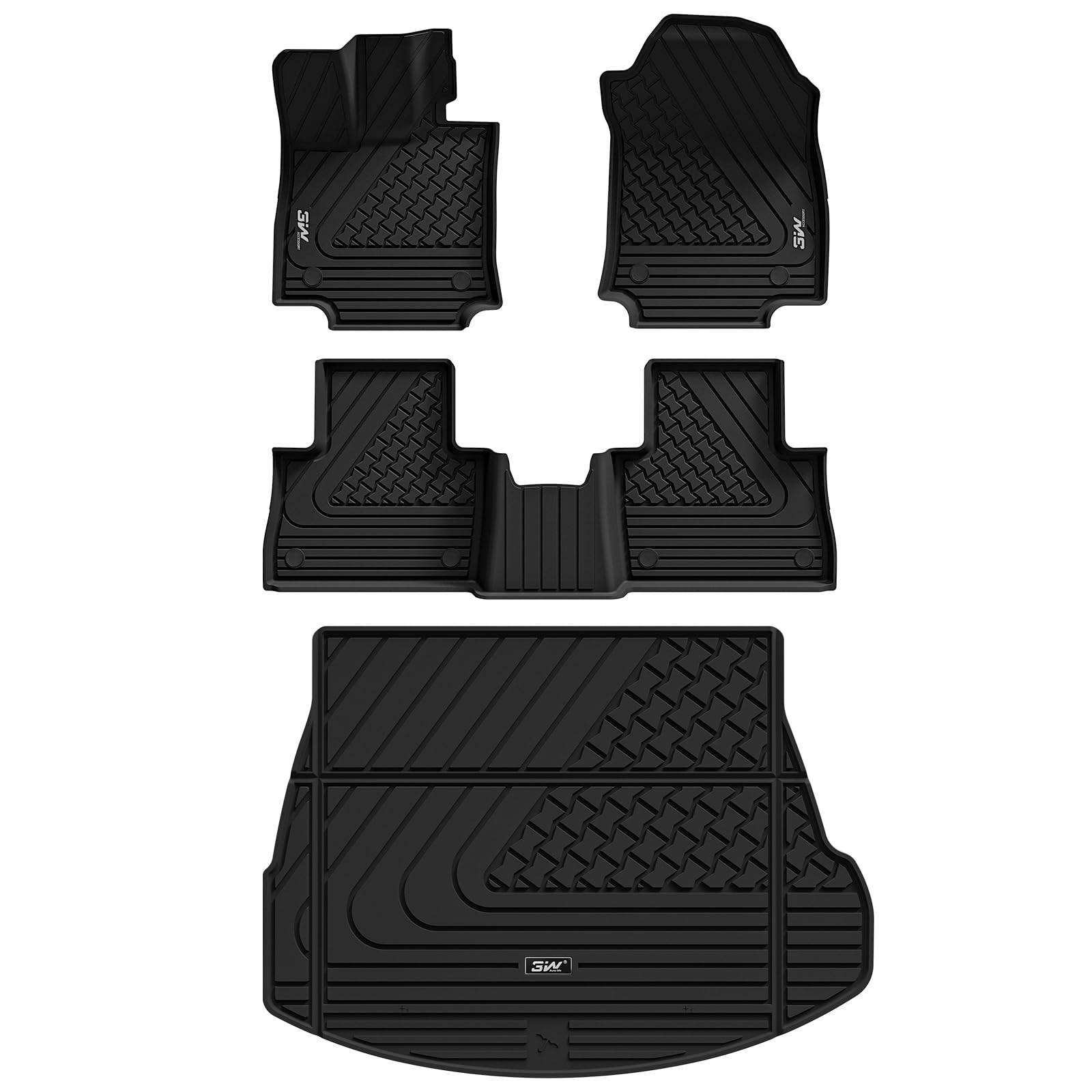 3W Floor Mats & Cargo Liner Fit Lexus NX 2022-2024 (Not for Hybrid), TPE All Weather Custom Fit Floor Liner for Lexus NX, 1st & 2nd Row Full Set Car Mats, Black
