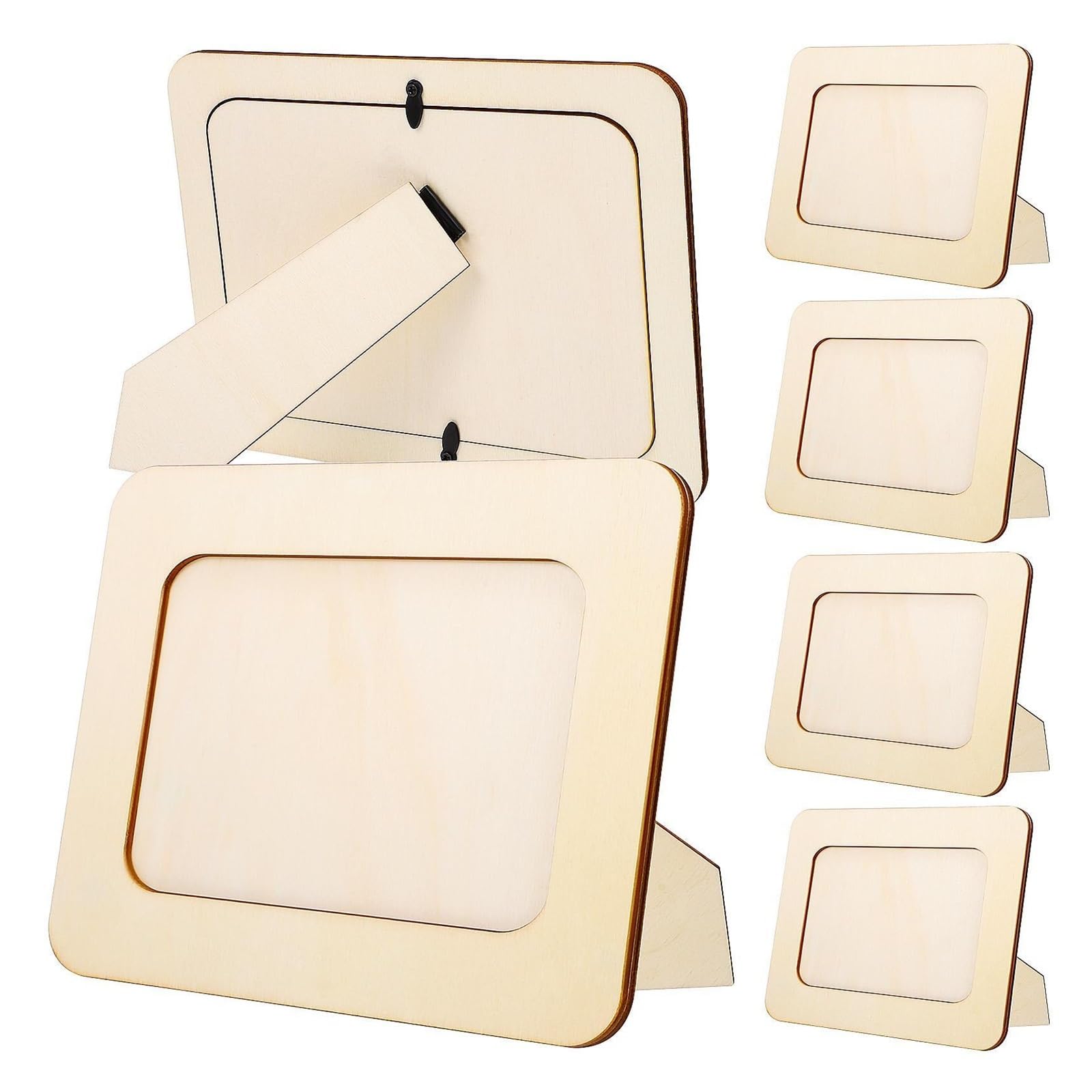6 Pcs,Photo Frame Unfinished Wooden Picture made Frames Inch Wood Display Vintage Style for Wall & Tabletop Display