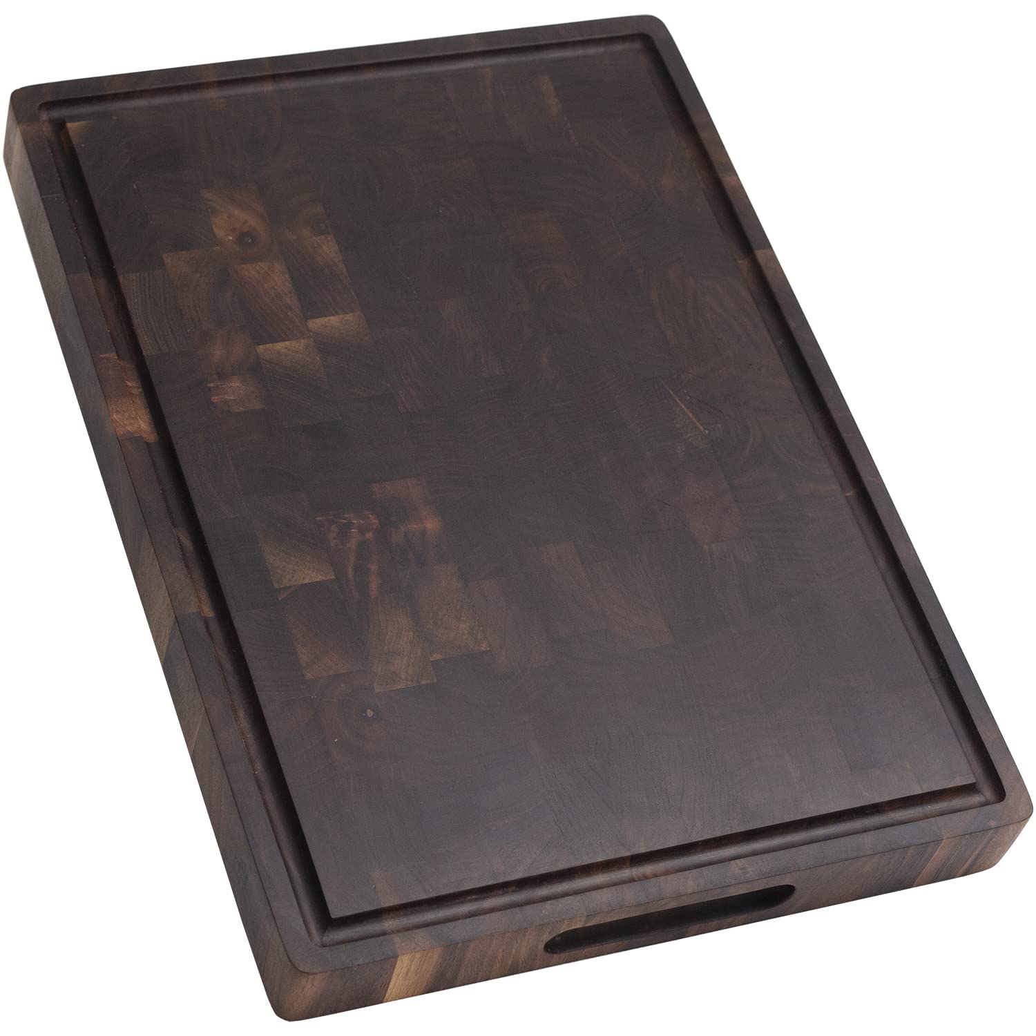 Cozifa End Grain Walnut Wood Butcher Block Cutting Board 17"x12"x1.6" for Kitchen With Juice Groove, Inner Handles, Gift Box Packaging and Finished with Beeswax, Linseed & Lemon Oil