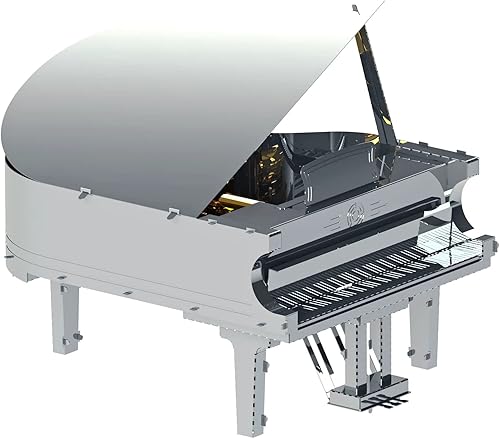 Miniatura 4 de Piano de cola, kit de modelo de metal 3D, rompecabezas 3D de piano de cola, modelo PIANOLA grande de dos colores, caja de música SANKYO con castillo