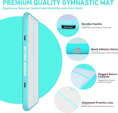 Miniatura 4 de BEYOND MARINA Colchoneta inflable de gimnasia de 48 pulgadas de grosor para entrenamiento en el hogar, animadoras, yoga, agua, con bomba eléctrica,
