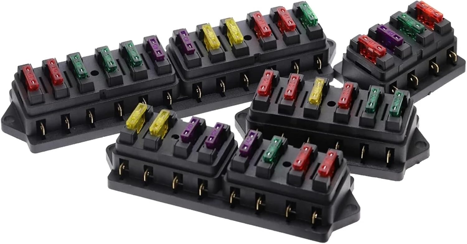 4/6/8/10/12 Way Car Fuse Holder Car Fuse Box Truck Auto Blade with 4/6/8/10/12 Fuses for 12V 32V ATO Standard Circuit (Color : 8 Ways)