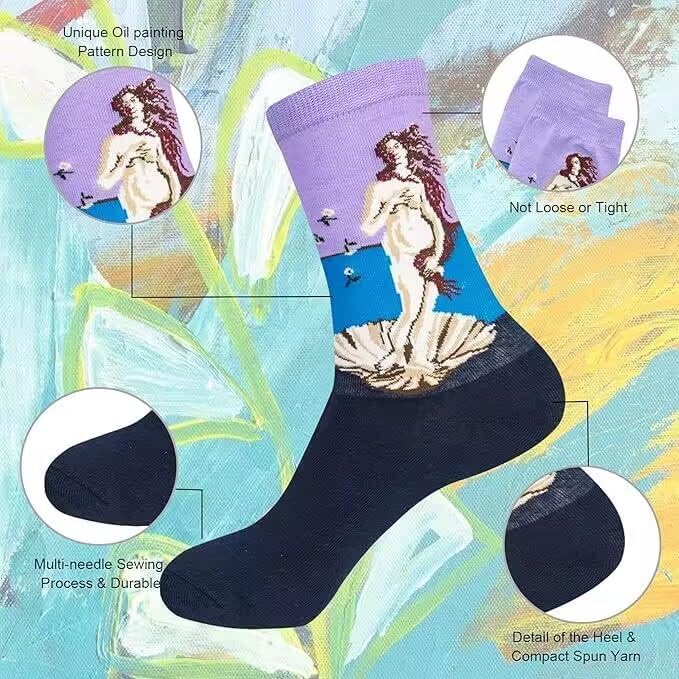 Chalier 5 Pairs Womens Fun Famous Painting Patterned Art Socks Cotton Printed Cool Novelty Funny Socks for Women - Image 10