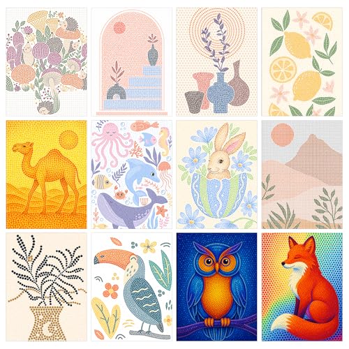 Image of Coloring Book,Animal Dot Art Meditations with 12 PCS Acrylic Markers,Mindfulness Adult Coloring Book-Relaxing,Anti-Stress,30 Patterns Activity Coloring Books for Adults,Dot Art for Adults-Animal Plant